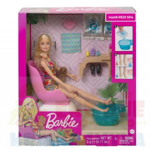 MATTEL Barbie - Zestaw Mani-Pedi SPA Lalka ze szczeniaczkiem 3+