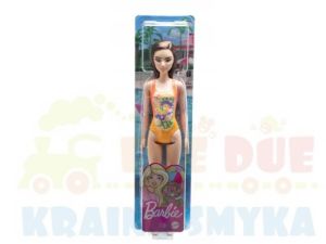 Barbie lalka plażowa w pomarańczowo-żółtym kostiumie HDC49 