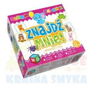 Gra Znajdź mnie. Przód i tył. Słonik Balonik